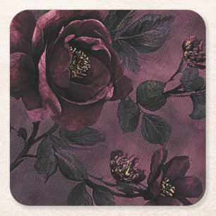 Dessous-de-verre Carré En Papier Roses élégantes romantiques et floraux vintage som