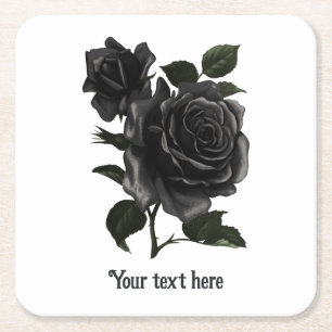 Dessous-de-verre Carré En Papier Roses noires personnalisées gothiques vintage