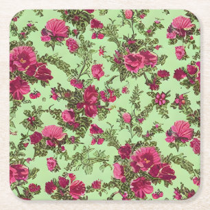 Dessous-de-verre Carré En Papier Roses roses victoriennes