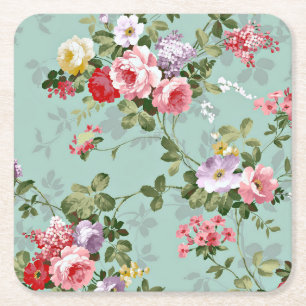 Dessous-de-verre Carré En Papier Roses rouges rose jaune Style Vintage