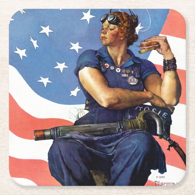 Dessous-de-verre Carré En Papier "Rosie le Riveter" (Devant)
