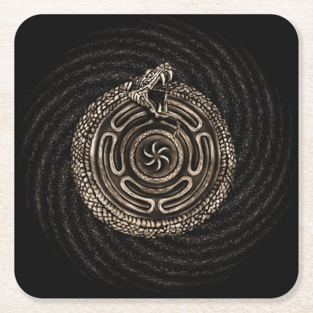 Dessous-de-verre Carré En Papier Roue Hécate avec nos ouroboros (Devant)