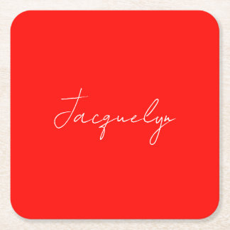 Dessous-de-verre Carré En Papier Rouge Couleur Plain Élégant Moderne Minimaliste No