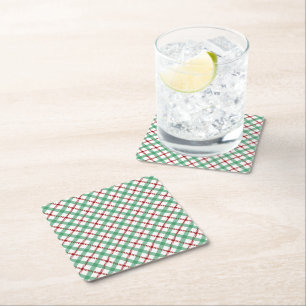 Dessous-de-verre Carré En Papier Rouge et vert Noël Plaid Motif sans couture
