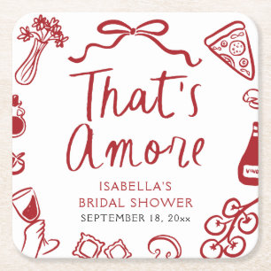 Dessous-de-verre Carré En Papier Rouge Italien C'est l'Amour Pizza Pâtes Réception 