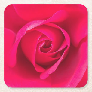 Dessous-de-verre Carré En Papier Rouge romantique Rose rose v2