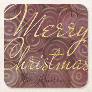 Dessous-de-verre Carré En Papier Rouleaux de Noël d'or