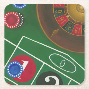 Dessous-de-verre Carré En Papier Roulette Table avec puces et roue