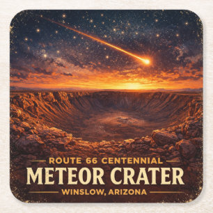 Dessous-de-verre Carré En Papier Route 66 Crater de météorite du centenaire Coucher