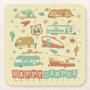 Dessous-de-verre Carré En Papier Route 66 Happy Camper