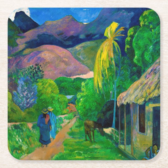 Dessous-de-verre Carré En Papier Route à Tahiti, Gauguin (Devant)