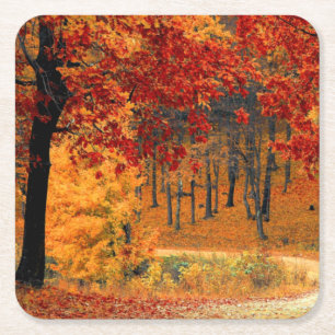 Dessous-de-verre Carré En Papier Route d'automne