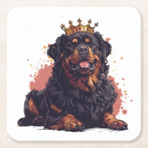 Dessous-de-verre Carré En Papier Royal Rottweiler Dog Queen Crown