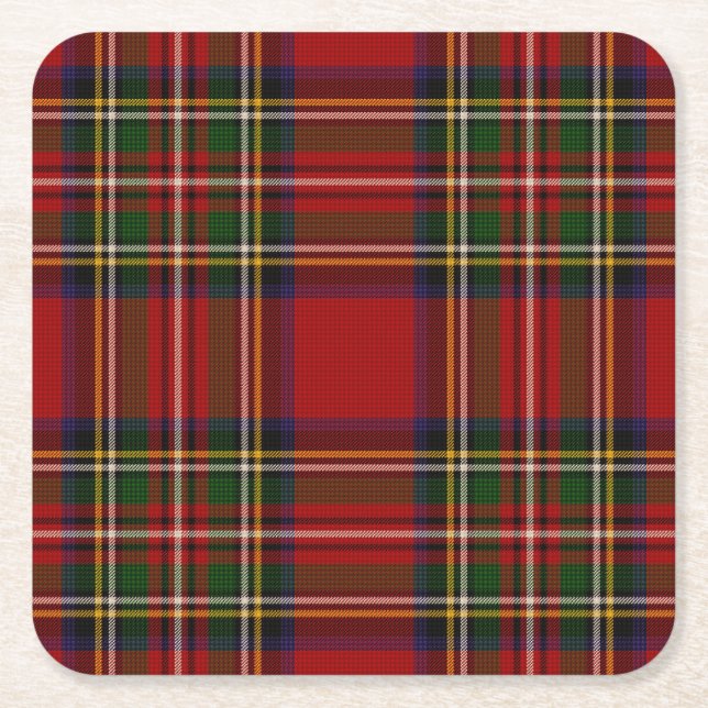 Dessous-de-verre Carré En Papier Royal Stewart Clan Tartan Plaid (Devant)