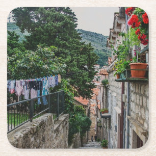 Dessous-de-verre Carré En Papier Rue de pierre étroite à Dubrovnik