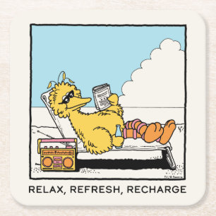 Dessous-de-verre Carré En Papier Rue Sésame   Big Bird Relax Refresh Recharge