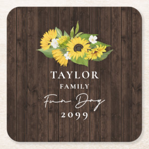 Dessous-de-verre Carré En Papier Russe Bouquet de tournesol Jour d'amusement famili