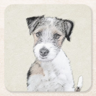Dessous-de-verre Carré En Papier Russell Terrier Peinture rugueuse - Art Chien orig