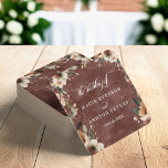 Dessous-de-verre Carré En Papier Rustic Garnet Cottagecore Réception de mariage flo<br><div class="desc">Présentez une touche d'élégance à votre réception de mariage avec nos Dessous de verre en papier Ethereal Elegance. Chaque ensemble de dessous de verre comporte l'expression "Le Mariage de" dans un magnifique script de calligraphie, suivi des noms du couple dans une police classique et la date de l'événement spécial. Ces...</div>