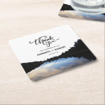 Dessous-de-verre Carré En Papier ©Rustic Lake Réflexions Lakeside Mariage Faveur<br><div class="desc">N'hésitez pas à me contacter si vous avez besoin d'aide sur la personnalisation, si vous avez besoin de plus de produits ou si vous avez une demande de couleur personnalisée. **Des modèles coordonnés peuvent être trouvés dans la collection ci-dessous ou en collant cette url dans votre navigateur : https://www.zazzle.com/collections/lakeside_wedding_event_celebrations-119028853121885927?rf=238919973384052768&CMPN=share_dclit&lang=en&social=true -...</div>