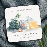 Dessous-de-verre Carré En Papier Rustic Pine Woods Camping Baby shower de montagne<br><div class="desc">Pour toute autre personnalisation ou tout autre élément correspondant,  n'hésitez pas à me contacter à l'adresse yellowfebstudio@gmail.com</div>