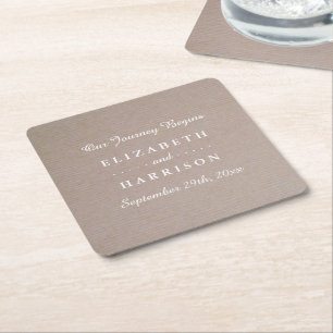 Dessous-de-verre Carré En Papier Rustique Country Kraft Mariage
