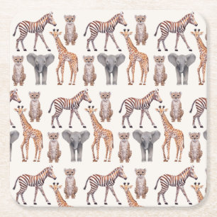 Dessous-de-verre Carré En Papier Safari Baby Animals Motif