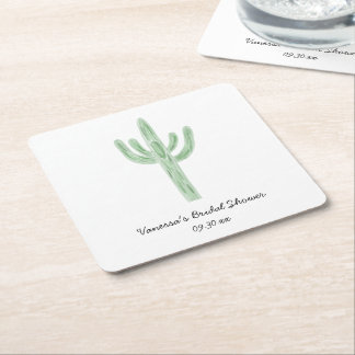 Dessous-de-verre Carré En Papier Sage Green Saguaro Cactus Baby Shower Mariage