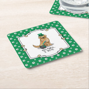 Dessous-de-verre Carré En Papier Saint Patrick's Day Golden Retriever Chien