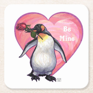 Dessous-de-verre Carré En Papier Saint-Valentin Penguin