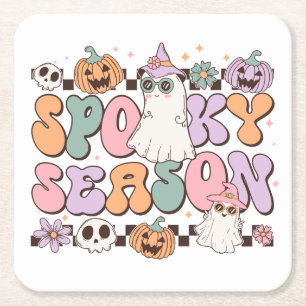 Dessous-de-verre Carré En Papier Saison Éffrayante des fantômes d'Halloween