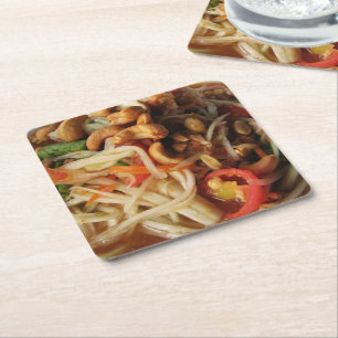 Dessous-de-verre Carré En Papier Salade de Papaya épicée Ayutthaya [Som Tam] avec C