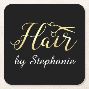 Dessous-de-verre Carré En Papier Salon de coiffure pour coiffeurs à scandales d'or