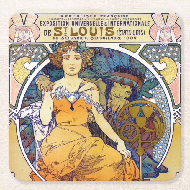 Dessous-de-verre Carré En Papier Salon Saint-Louis, Mucha (Devant)