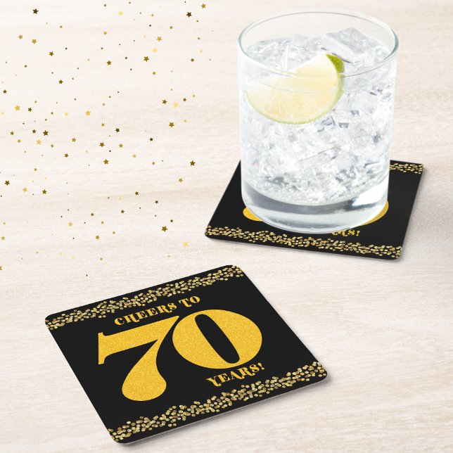 Dessous-de-verre Carré En Papier Salutations à 70 Ans Seventieth Anniversaire (Cheers to 70 years coasters)