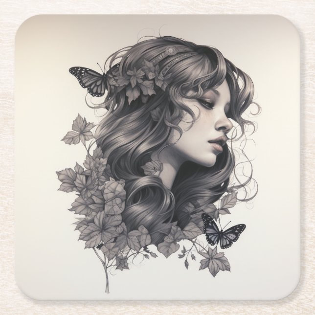 Dessous-de-verre Carré En Papier Salutations joyeuses à jamais après photo mariage  (Devant)