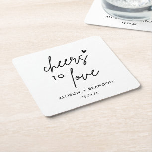 Dessous-de-verre Carré En Papier Salutations minimalistes pour l'amour Mariage pers
