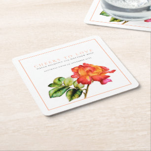 Dessous-de-verre Carré En Papier Salutations pour l'amour rose de thé hybride orang
