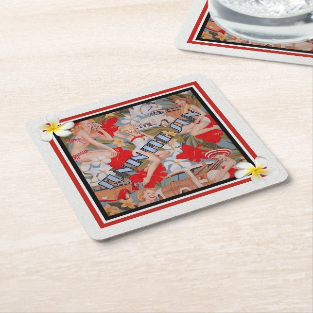 Dessous-de-verre Carré En Papier S'amuser au soleil (Incliné)