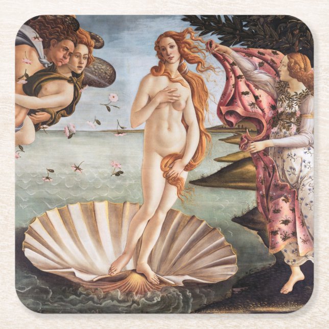 Dessous-de-verre Carré En Papier Sandro Botticelli - Naissance de Vénus (Devant)