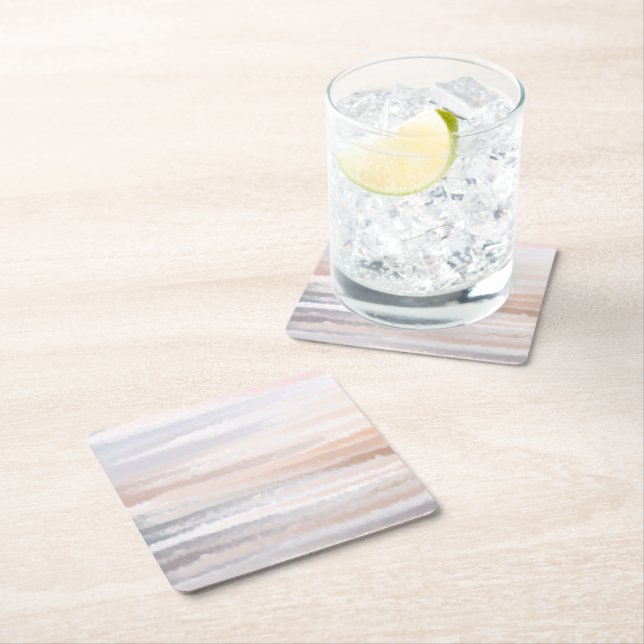 Dessous-de-verre Carré En Papier Sandy Beach Été Tan Aquarelle Abstraite (En situation)