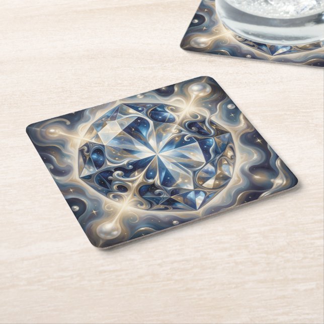 Dessous-de-verre Carré En Papier Saphir – La Pierre de Vérité et de Sagesse´3 (Incliné)