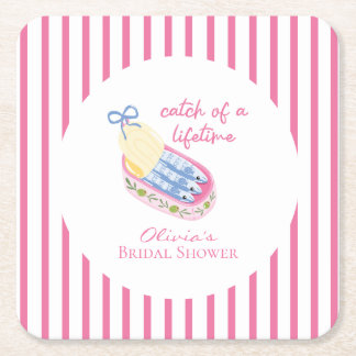 Dessous-de-verre Carré En Papier Sardines fête de mariage rose, prise d'une vie