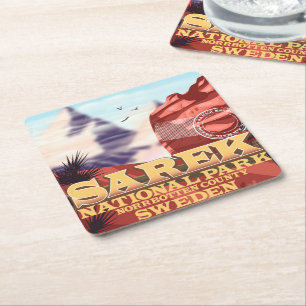 Dessous-de-verre Carré En Papier Sarek National Park Suède affiche de voyage vintag