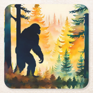 Dessous-de-verre Carré En Papier Sasquatch in the woods Paper Coaster
