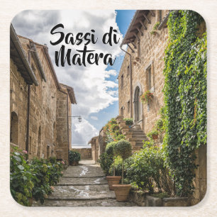 Dessous-de-verre Carré En Papier Sassi di Matera Italie Lierre Marches Rustiques