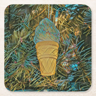 Dessous-de-verre Carré En Papier Saupoudrer de crème glacée