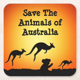 Dessous-de-verre Carré En Papier Sauvez les animaux d'Australie