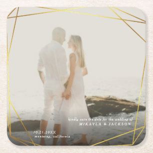 Dessous-de-verre Carré En Papier Sauvez notre cadre géométrique de photo de prisme