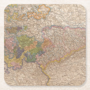 Dessous-de-verre Carré En Papier Saxe, carte d'atlas de Thuringische Staaten